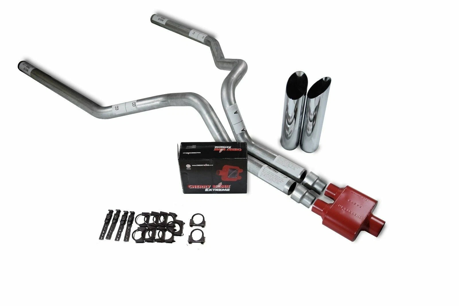 Dual Exhaust Kit for Ford F150 (2021–2025) - 3" Cherry Bomb Slash Tips