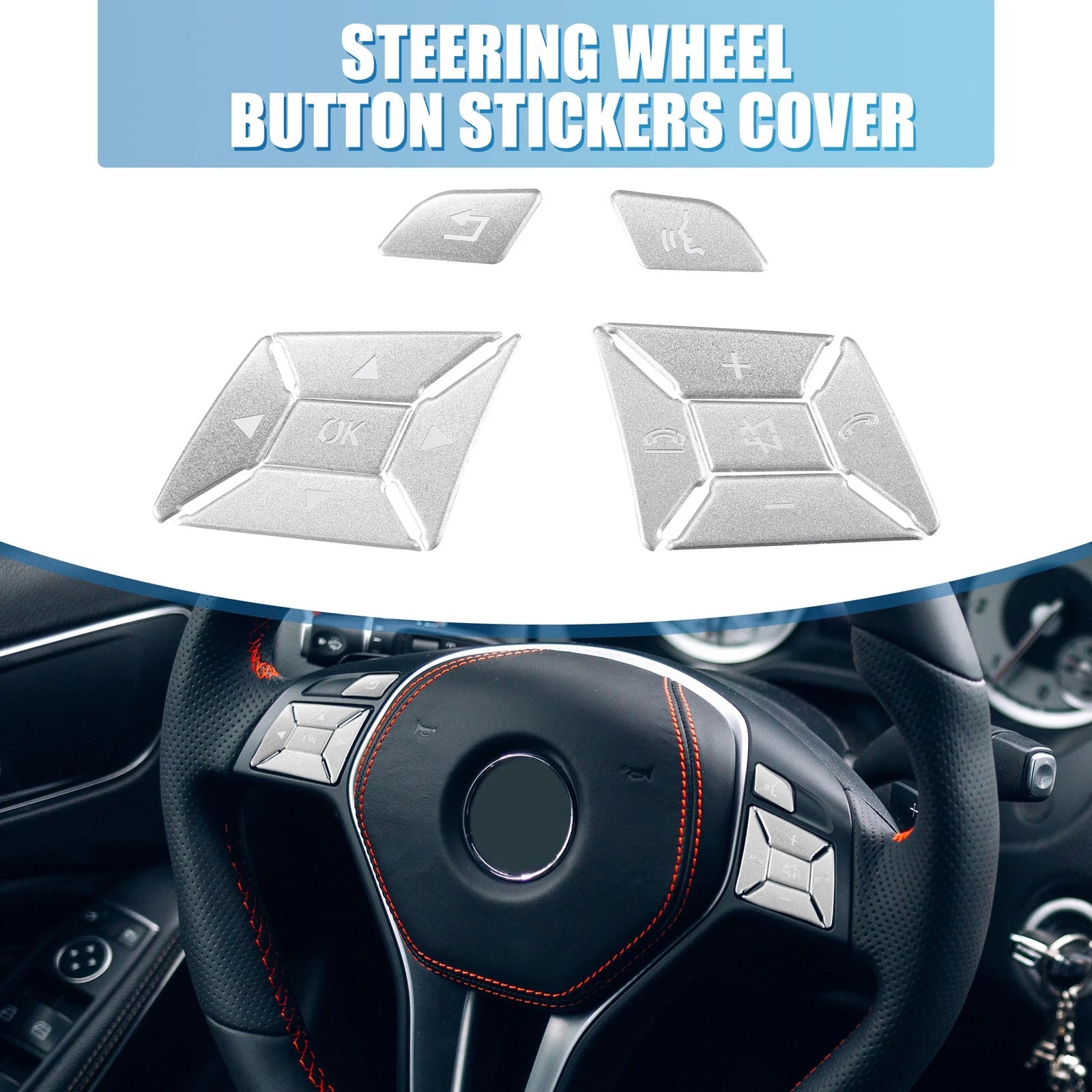 Set of 12 Steering Wheel Button Stickers for Mercedes Benz 