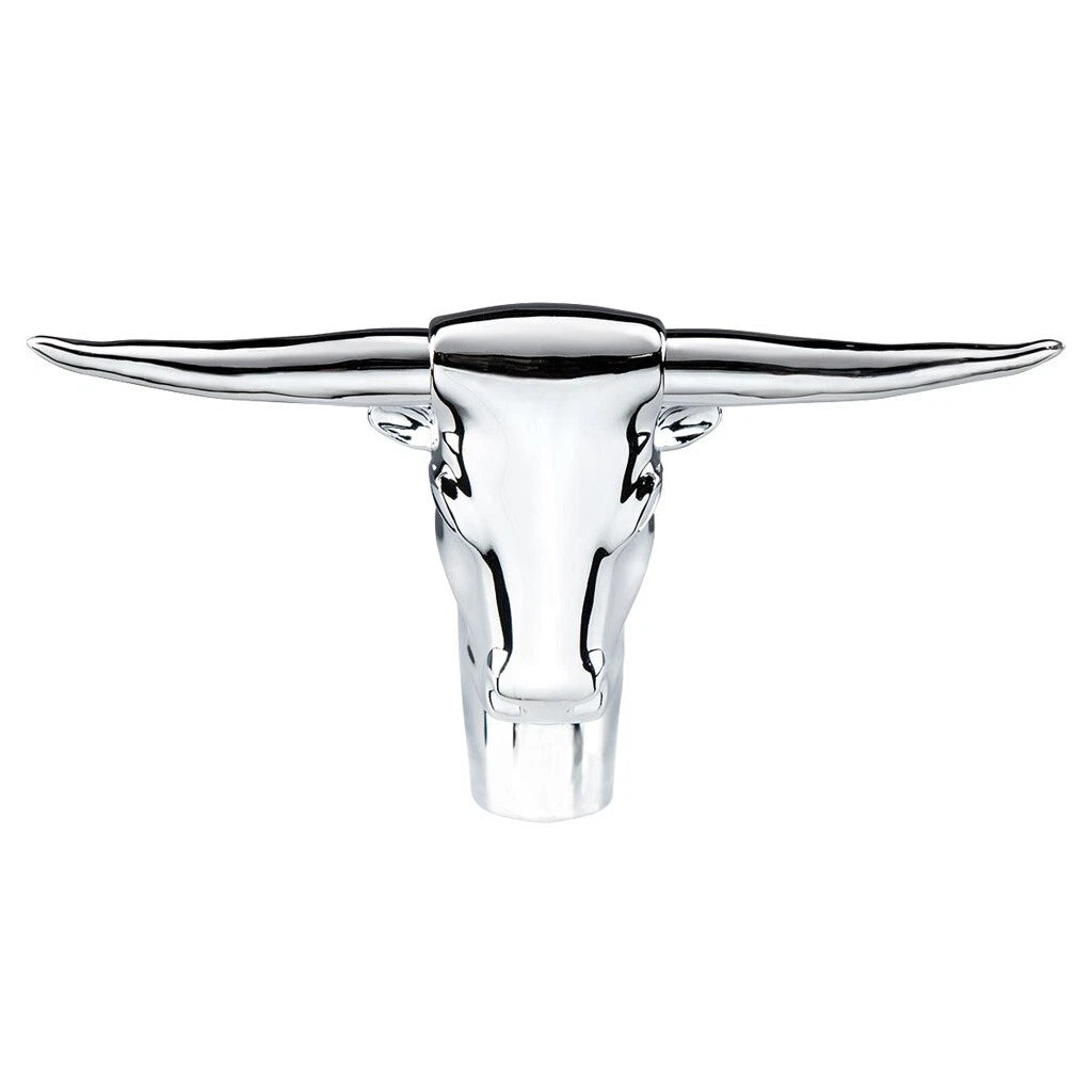 Hood Ornament Chrome Long Horn Flat Base for Peterbilt and Kenworth (—)