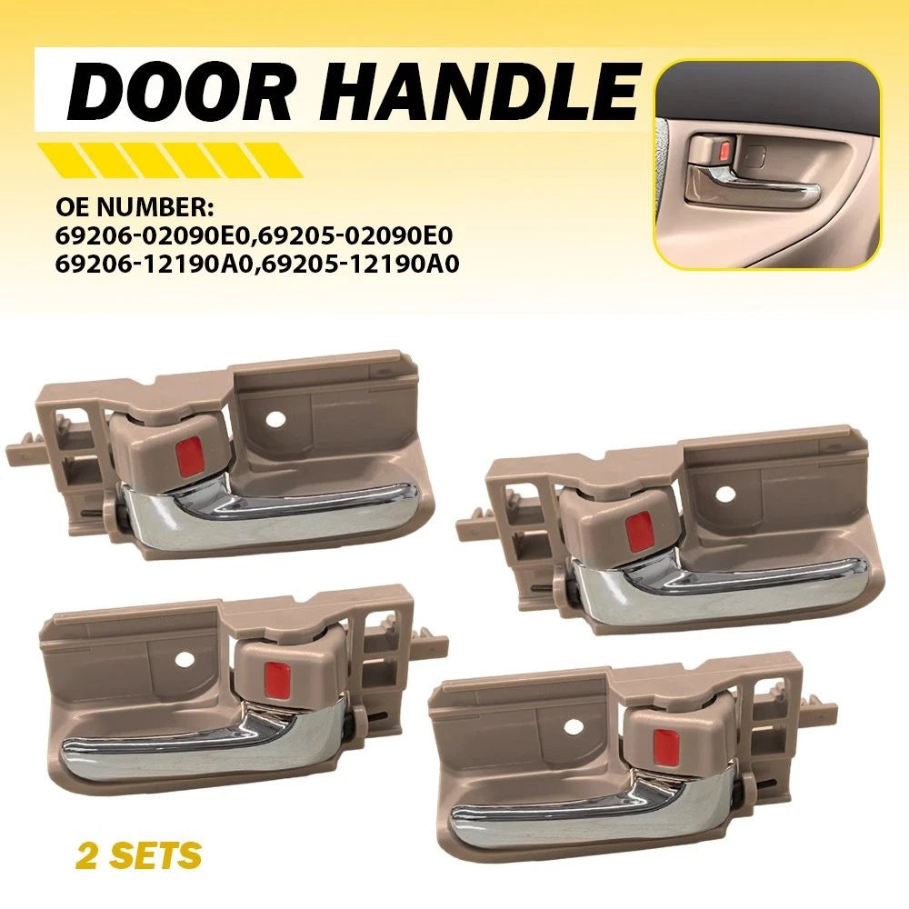 Set of 4 Interior Door Handles for Toyota Corolla (2003–2008) Beige Chrome