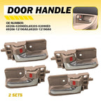 Set of 4 Interior Door Handles for Toyota Corolla (2003–2008) Beige Chrome