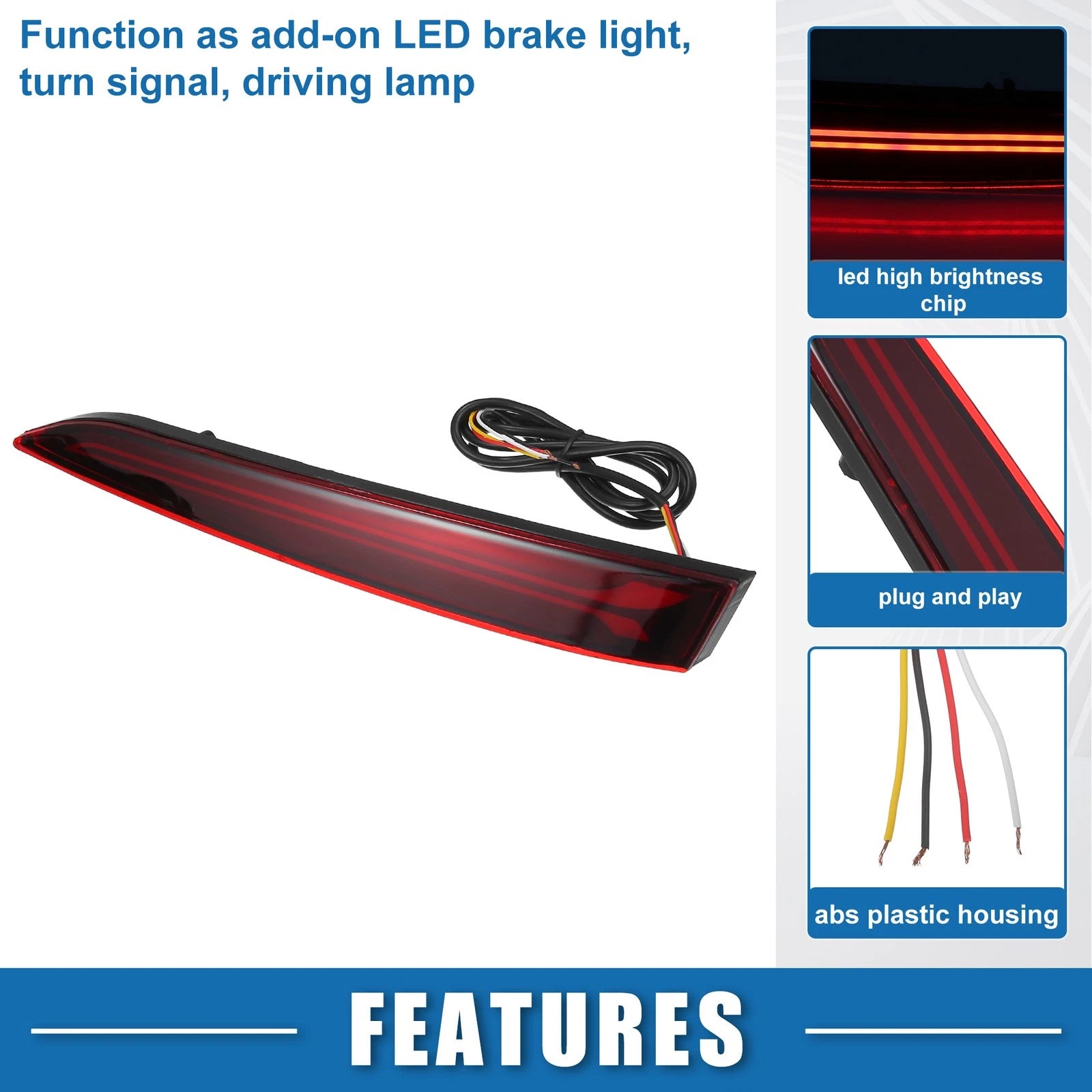 1 Pair Rear Bumper Reflector for Hyundai Verna (2017–2020) Red Amber
