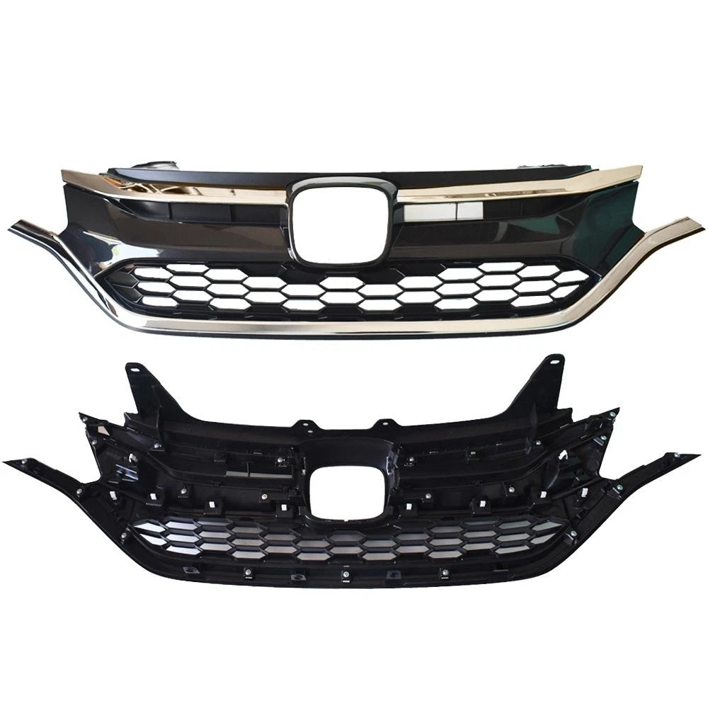 Front Grille Upper & Lower Trim for Honda CR-V (2015-2016) Black Chrome
