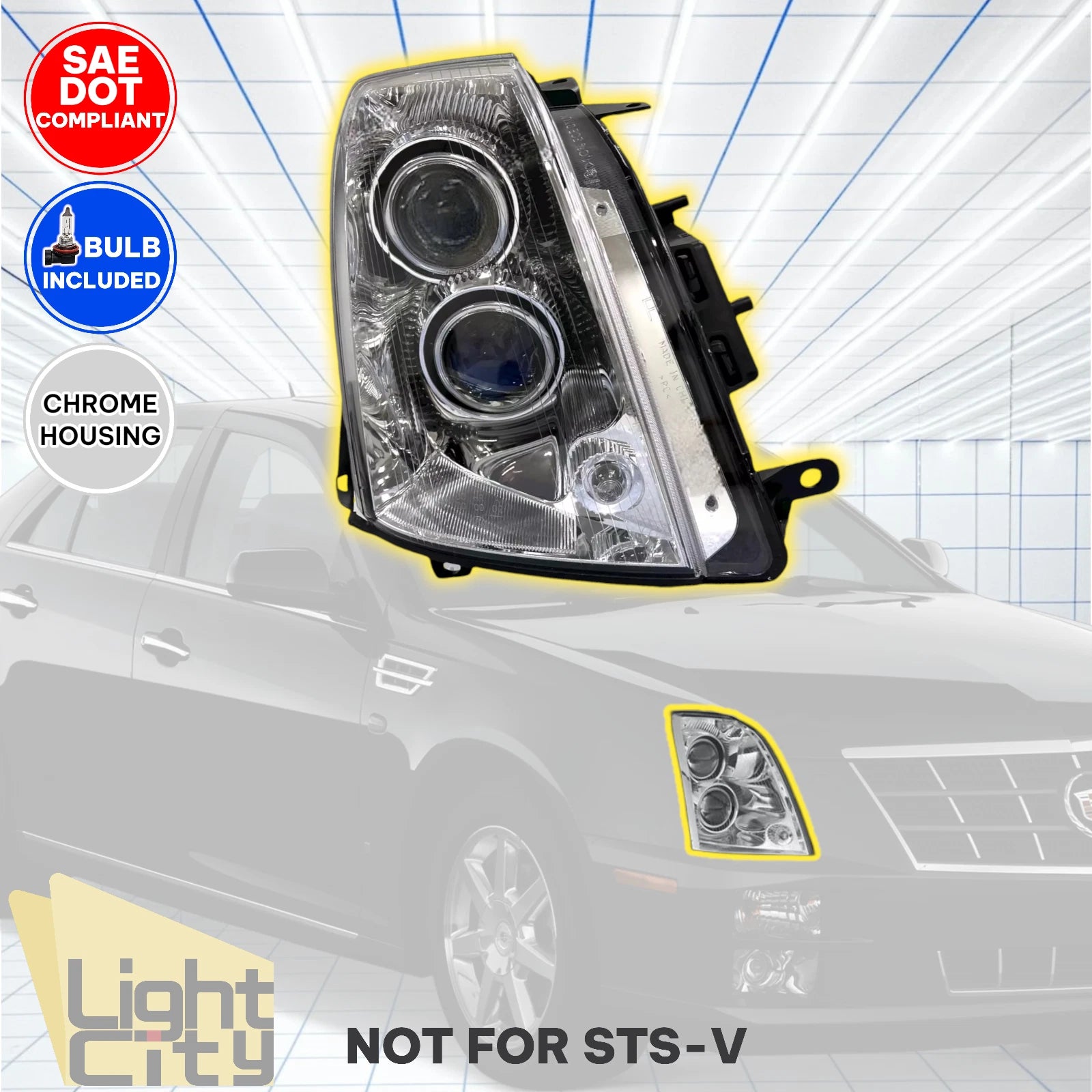 Halogen Headlight Assembly RH for Cadillac STS (2005–2011)