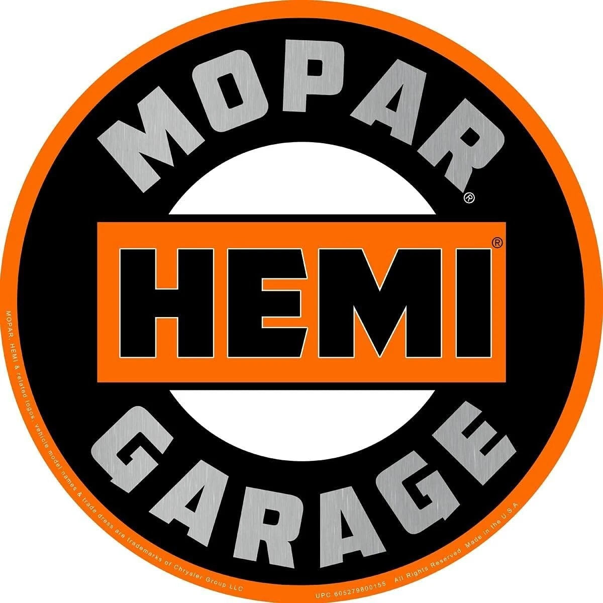 Mopar Hemi Garage Aluminum Sign 17.5" Diameter for Shop Mancave