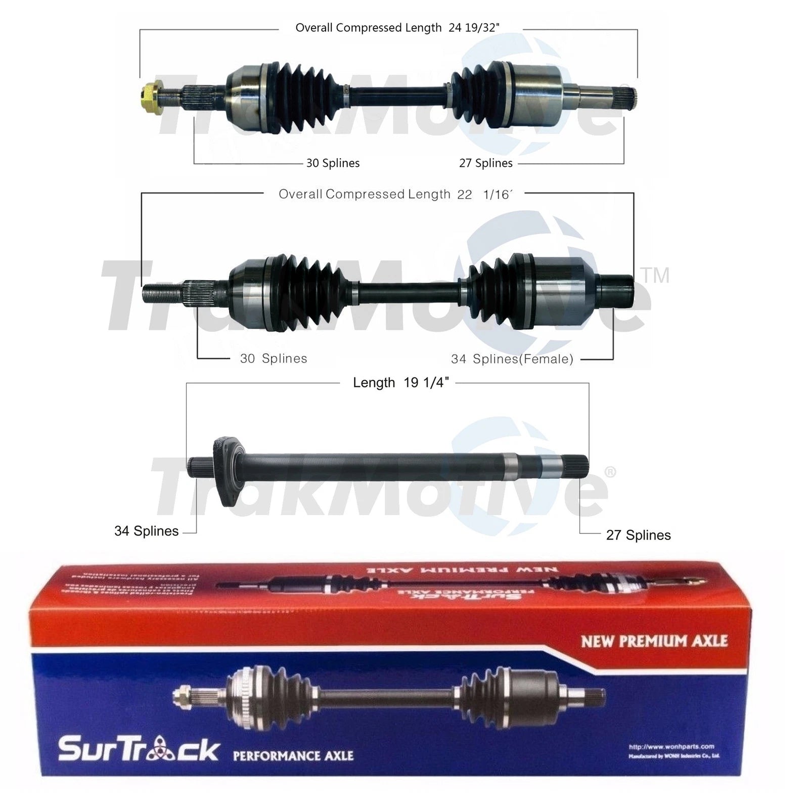 Set of 2 Front CV Axles & Intermediate Shafts for Chevy Pontiac (FWD)