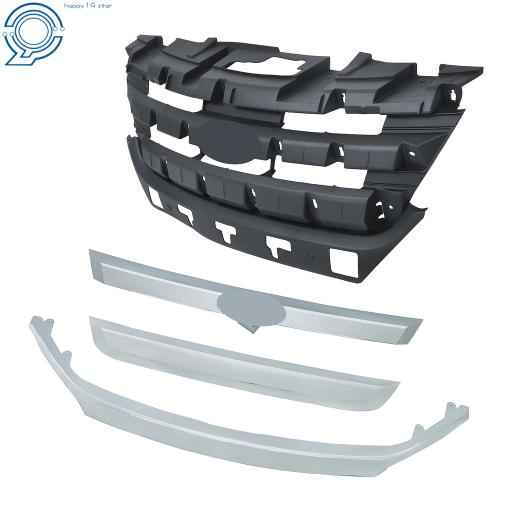 Set of 4 Front Upper Bumper Grilles with Chrome Trim for Ford Fusion (2010–2012)