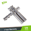 Set of 3 Carbide End Mills 1/2" 3 Flute 1-1/4" LOC 3" Length