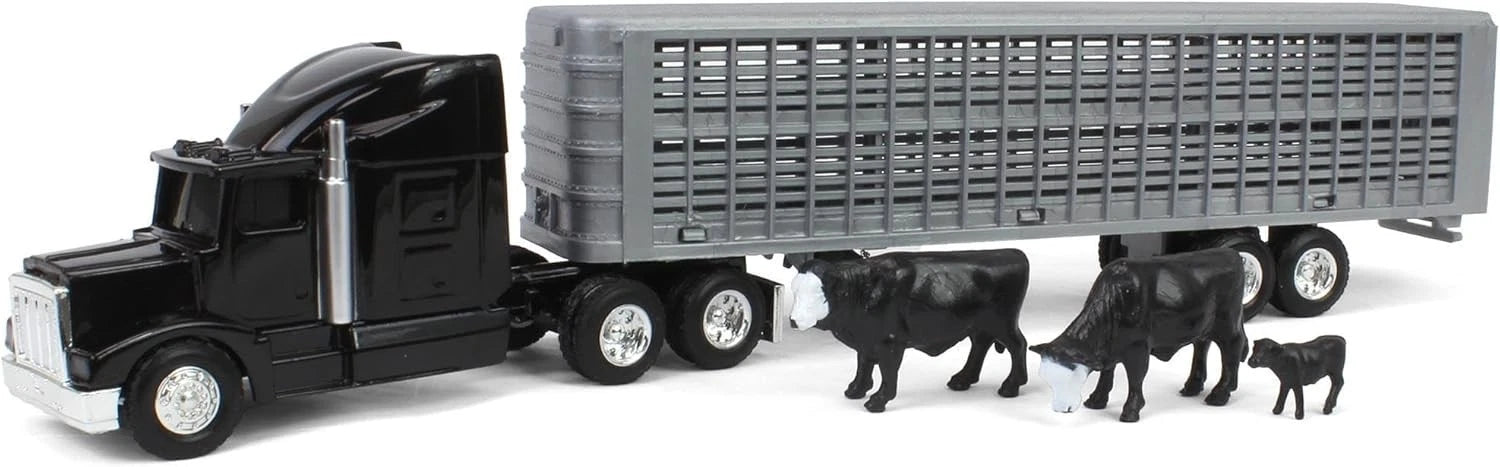 1/64 Black Semi Truck with Cattle Trailer for ERTL