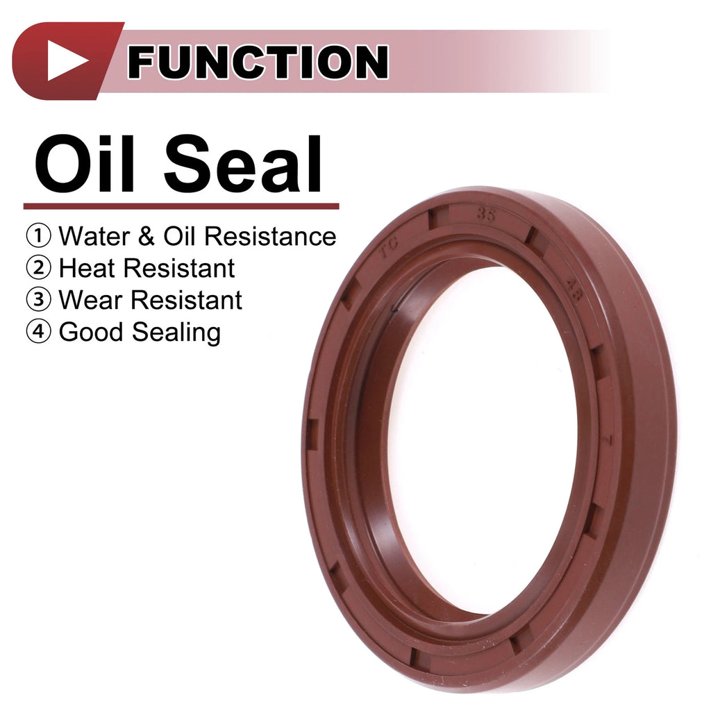 2X Oil Seal Rotary Shaft Seal for Various Models (35x48x7mm) FKM Rubber