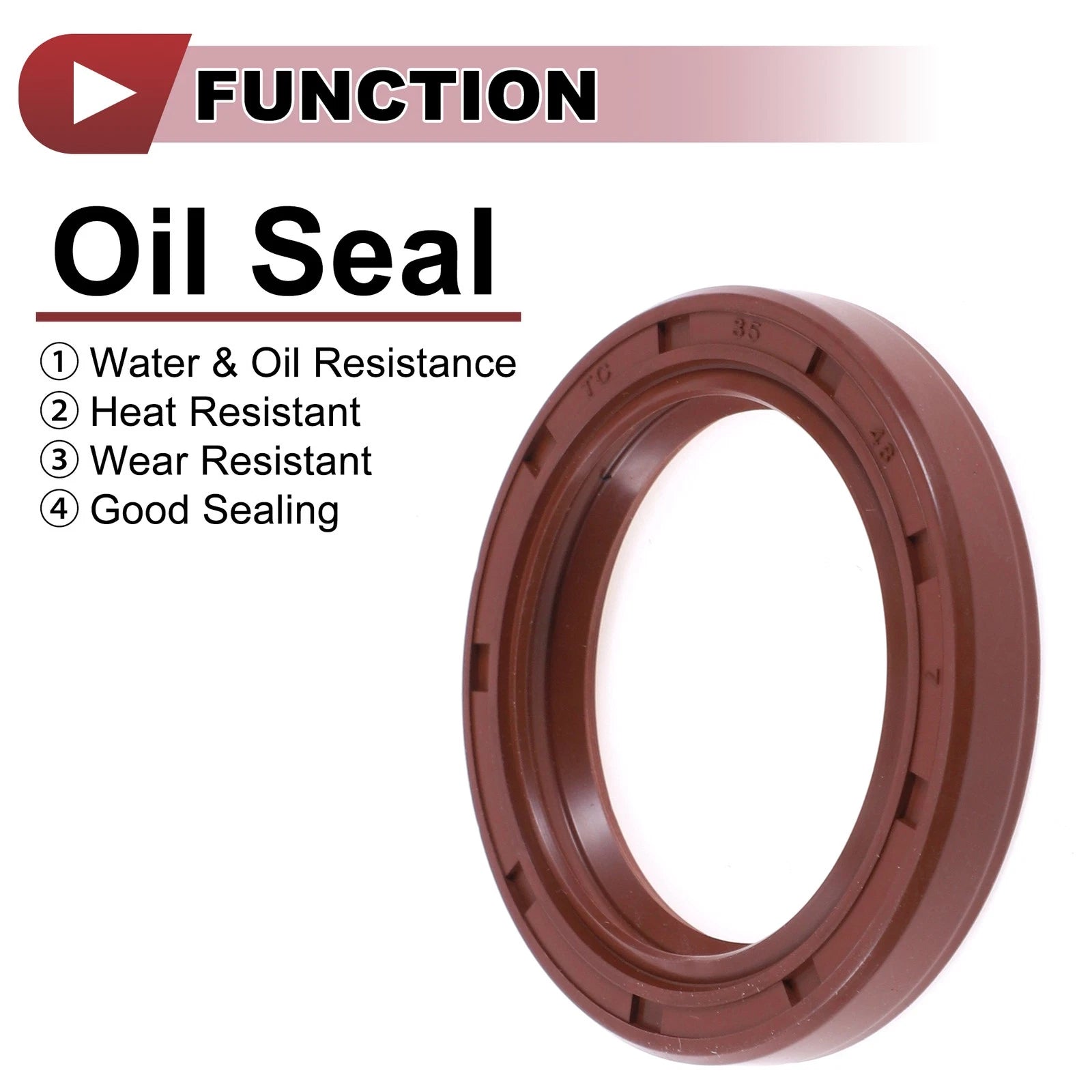 2X Oil Seal Rotary Shaft Seal for Various Models (35x48x7mm) FKM Rubber