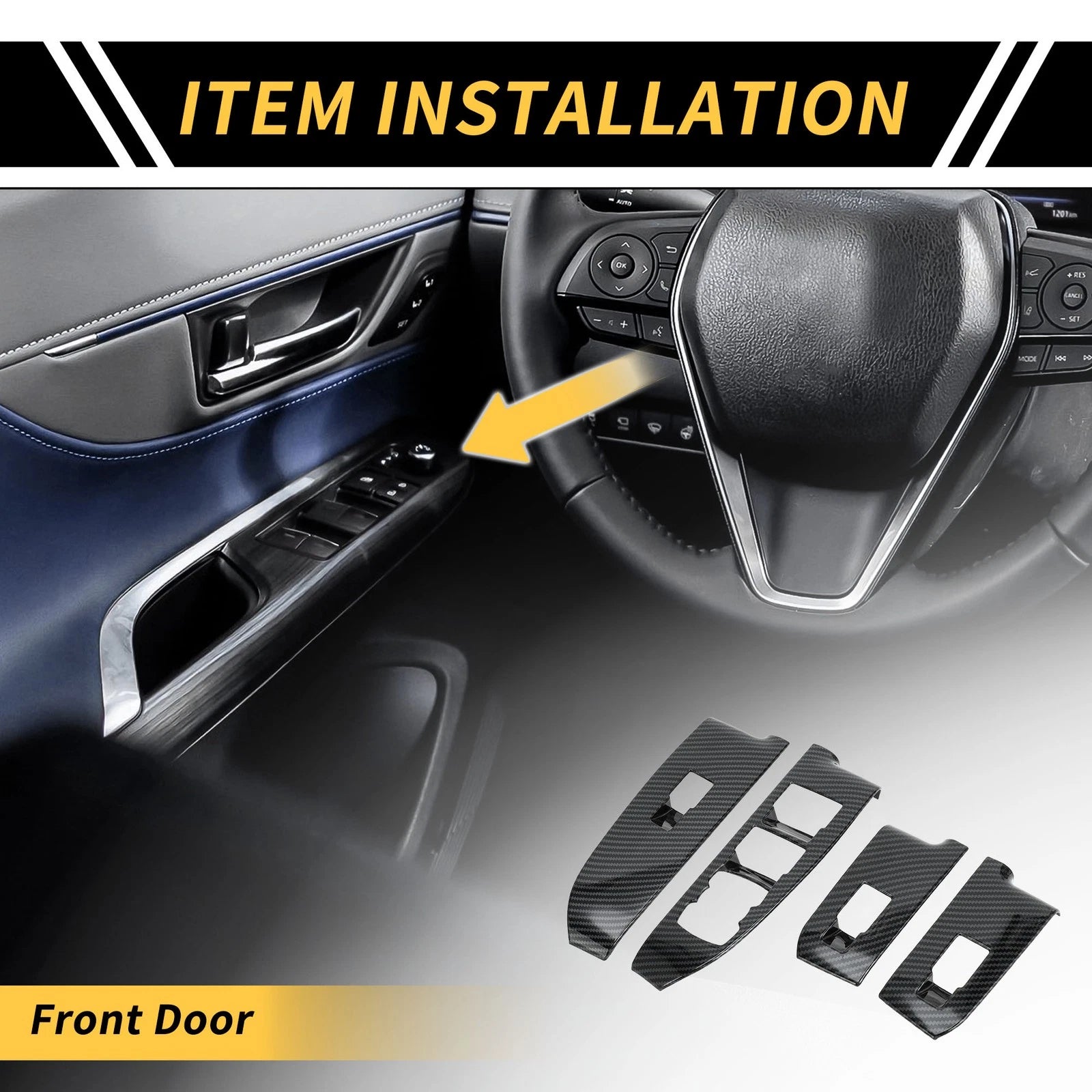 Set of 2 Carbon Fiber Pattern Front Door Window Switch Panels for Ford Maverick (2022–2024)