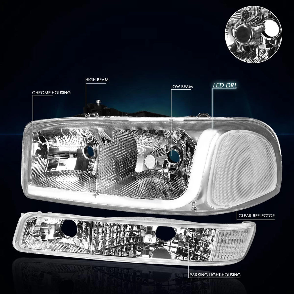 LED DRL Headlight with Bumper Signal Lamps for GMC Sierra/Yukon (1999–2007)