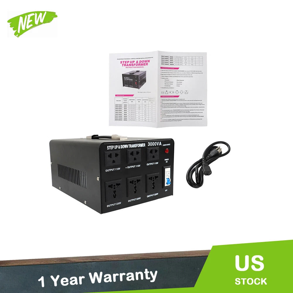 Voltage Transformer 3000W Step Up/Down Converter for US (110-240V)