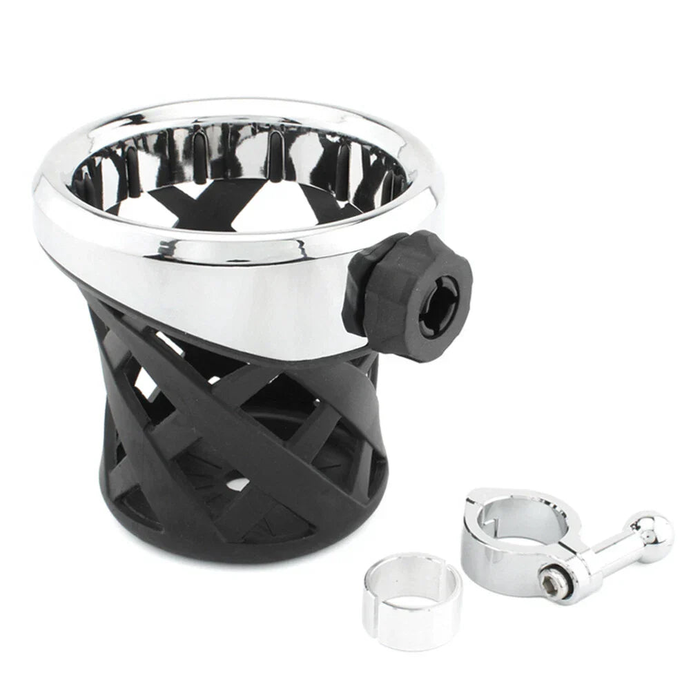 New Chrome Motorcycle Drink Cup Holder 7/8"-1" Clamp for Harley