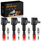 Set of 4 Ignition Coils + Spark Plugs for Honda Fit 1.5L (2007–2008) UF581 94279