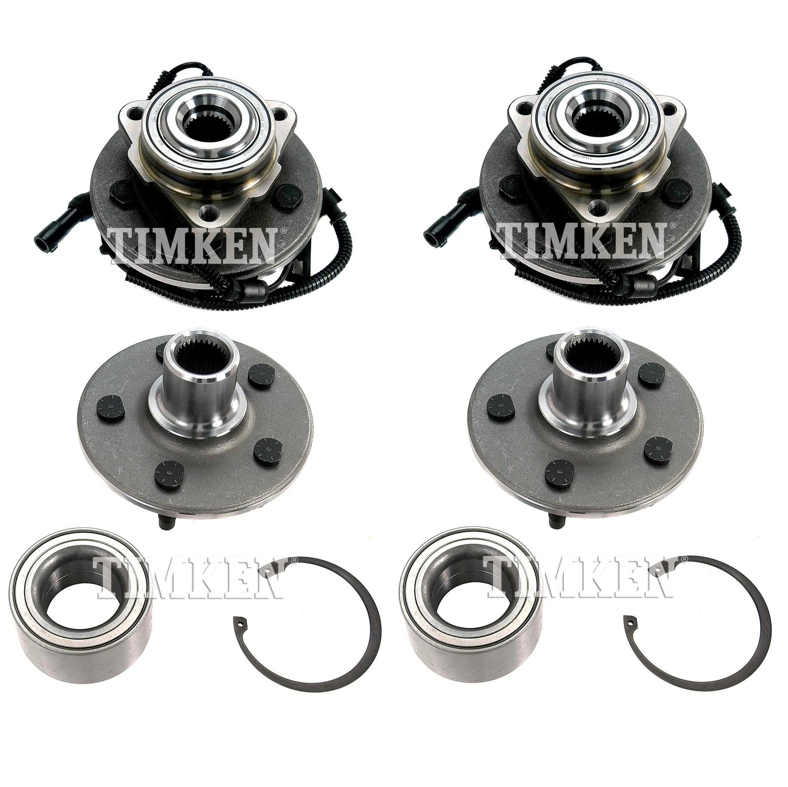 Front & Rear Wheel Bearing & Hub Assembly Kit for Ford Explorer 4WD (2006–2010)