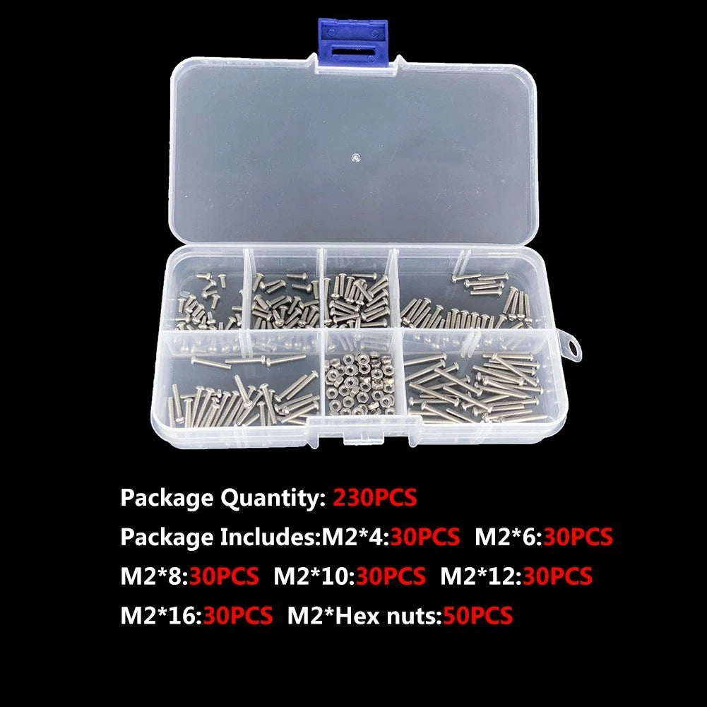 M2 Hexagon Socket Screws and Nuts Assortment Kit (304 Steel)