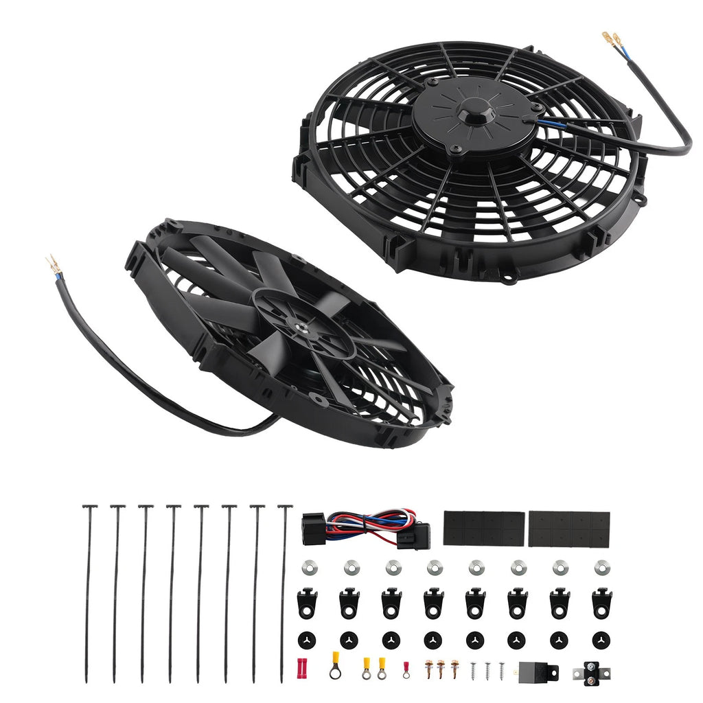 2X 12" Electric Radiator Cooling Fan 12V 80W for Universal Fit