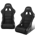Set of 2 NRG Black High Back Fiberglass Bucket Racing Seats for Universal