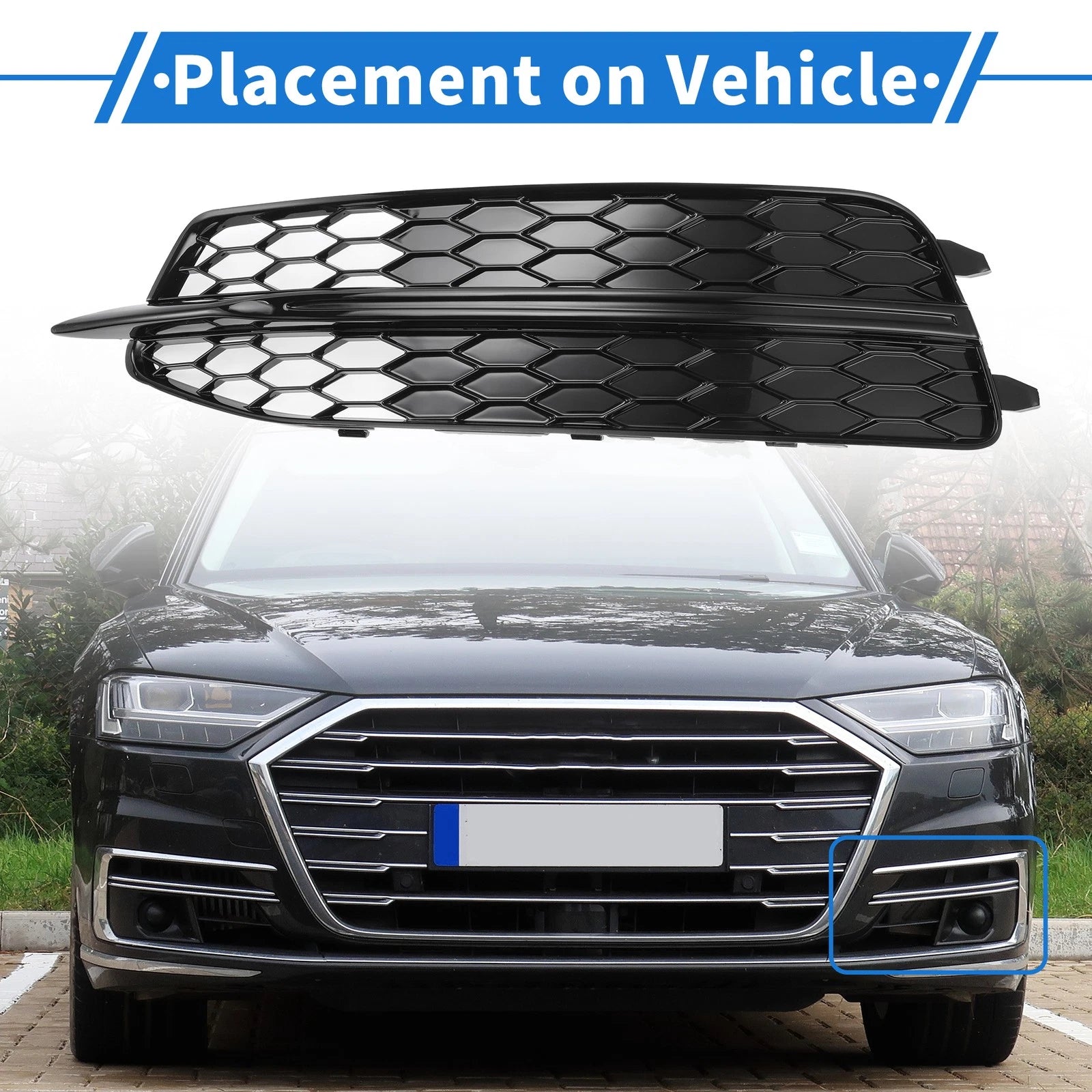 1pc Fog Light Grill for Audi A6 C7 (2011–2014) No. 4G0807681D Black