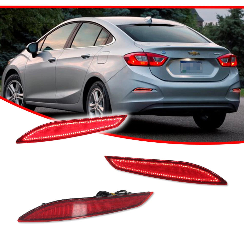 2X LED Rear Bumper Reflector Tail Lights for Chevy Cruze (2016–2019)