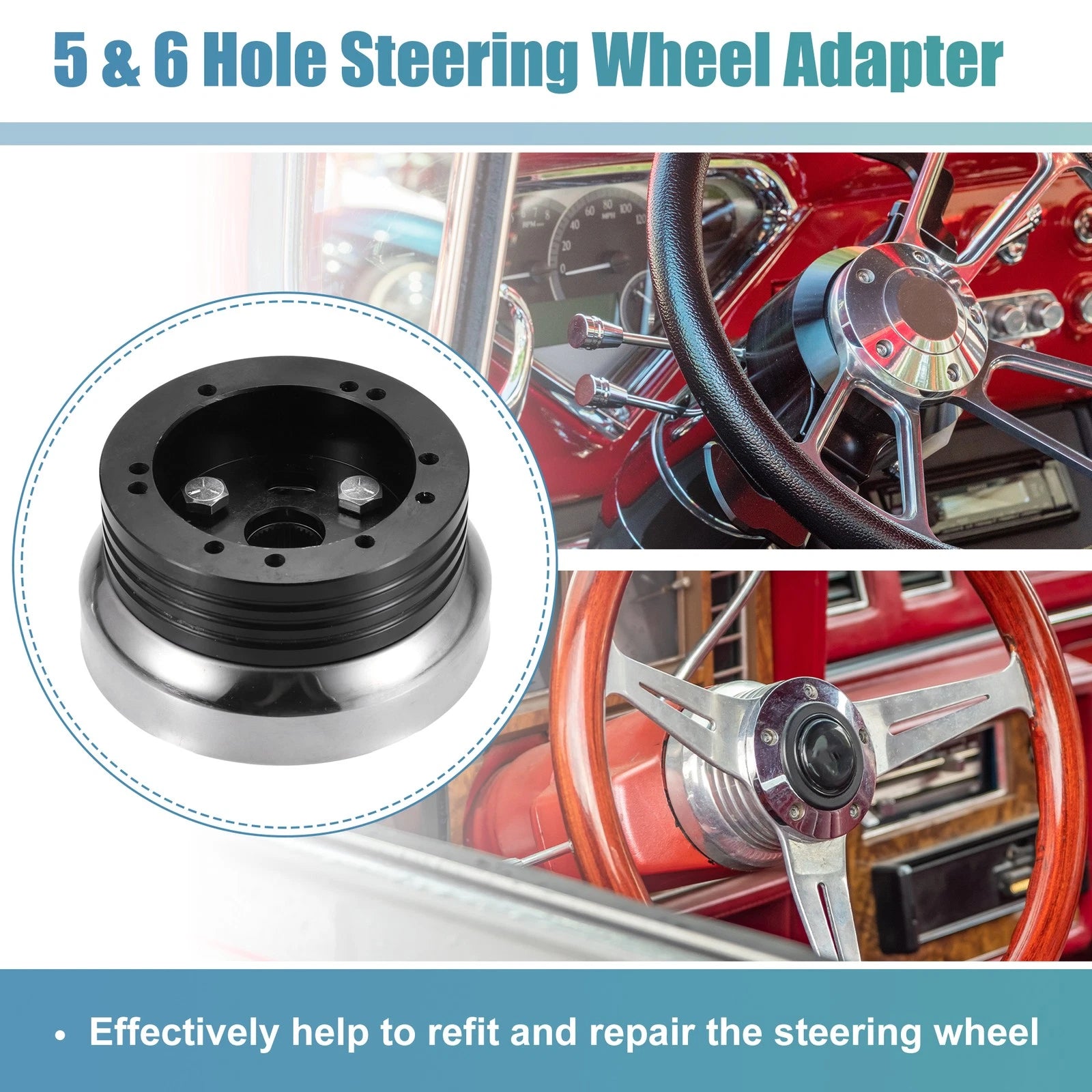 5 & 6 Hole Billet Steering Wheel Hub Adapter for Chevy GM (Year Range)