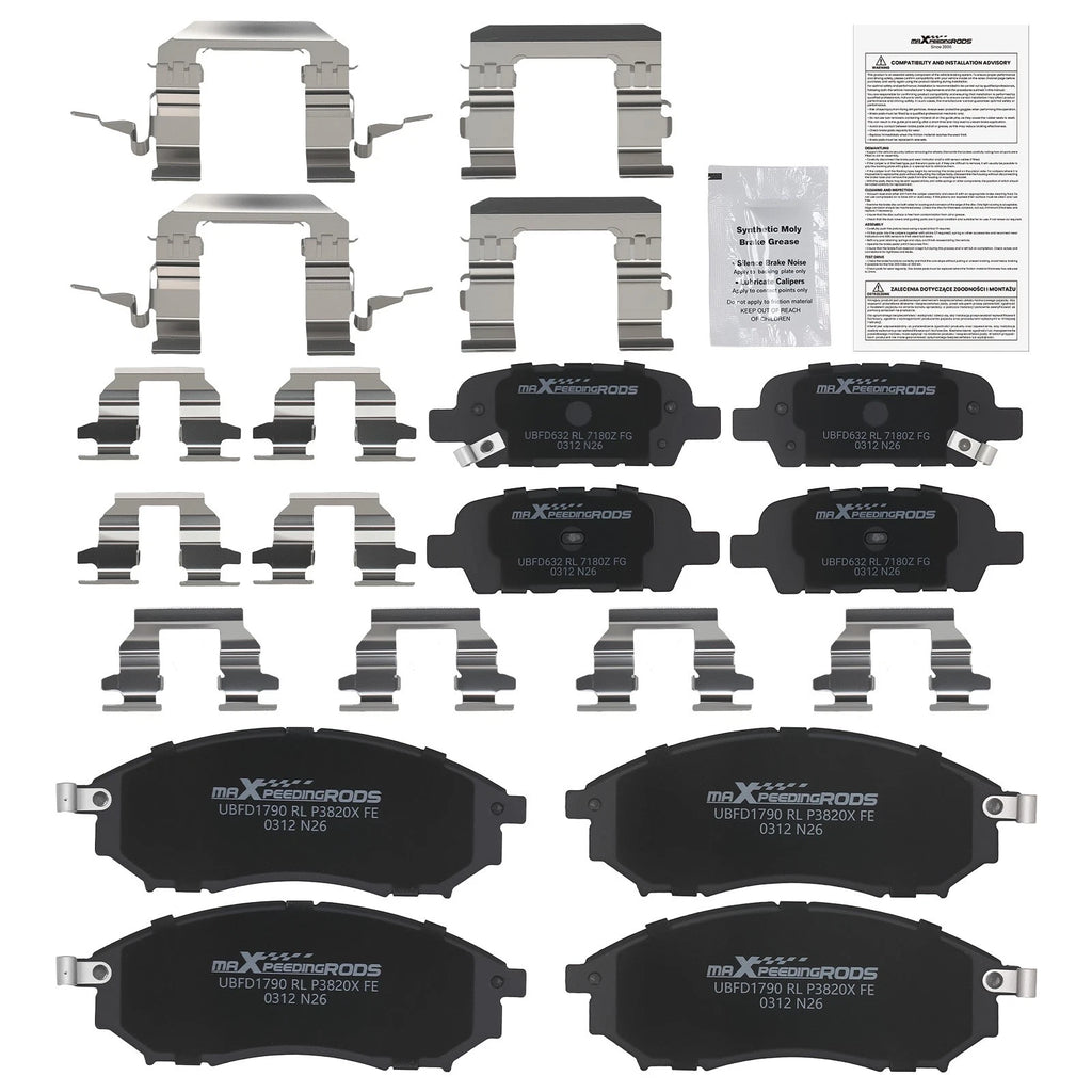 Set of 4 Ceramic Brake Pads for Infiniti Q70 (2014–2019) / QX50 (2014–2015) D905