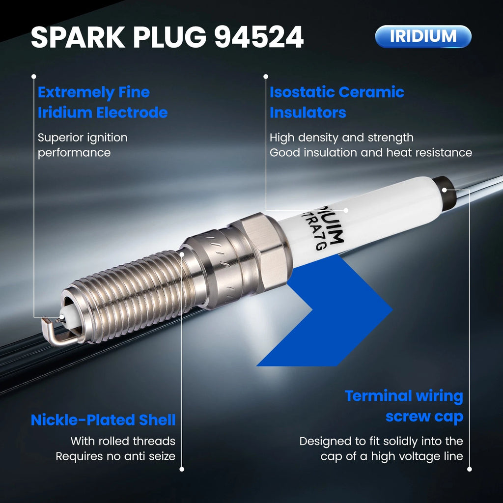 Set of 4 Ceramic Iridium Spark Plugs for Cadillac CT4 (2020–2023) 94524