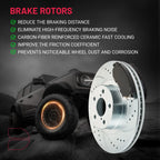 Front and Rear Drilled Rotors and Ceramic Brake Pads for 2008–2011 Subaru Impreza