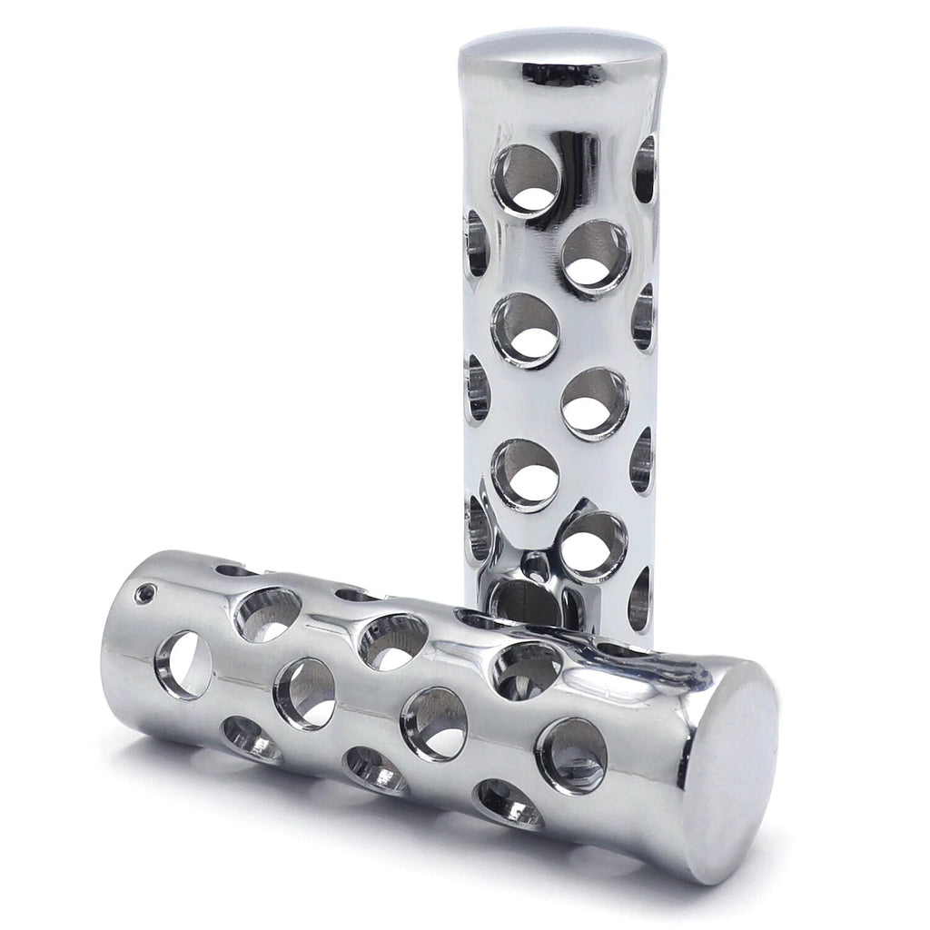 25mm Chrome Slotted Hand Grips for Harley Road King/Street Glide/Fat Boy