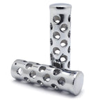 25mm Chrome Slotted Hand Grips for Harley Road King/Street Glide/Fat Boy