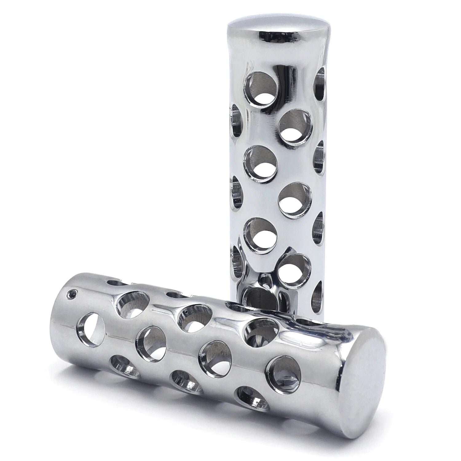 25mm Chrome Slotted Hand Grips for Harley Road King/Street Glide/Fat Boy