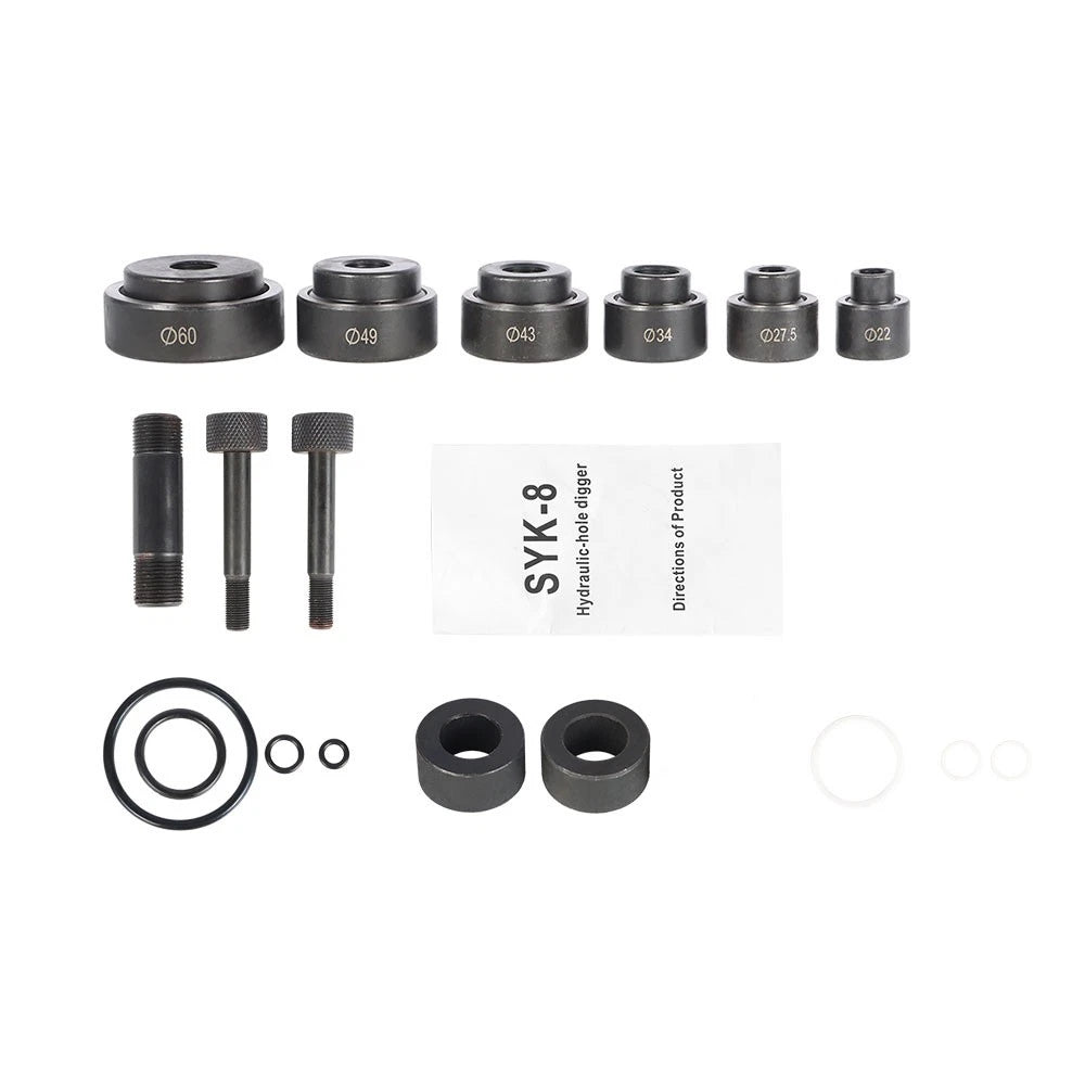 Hydraulic Knockout Punch Driver Tool Set with 6 Dies (1/2" to 2")