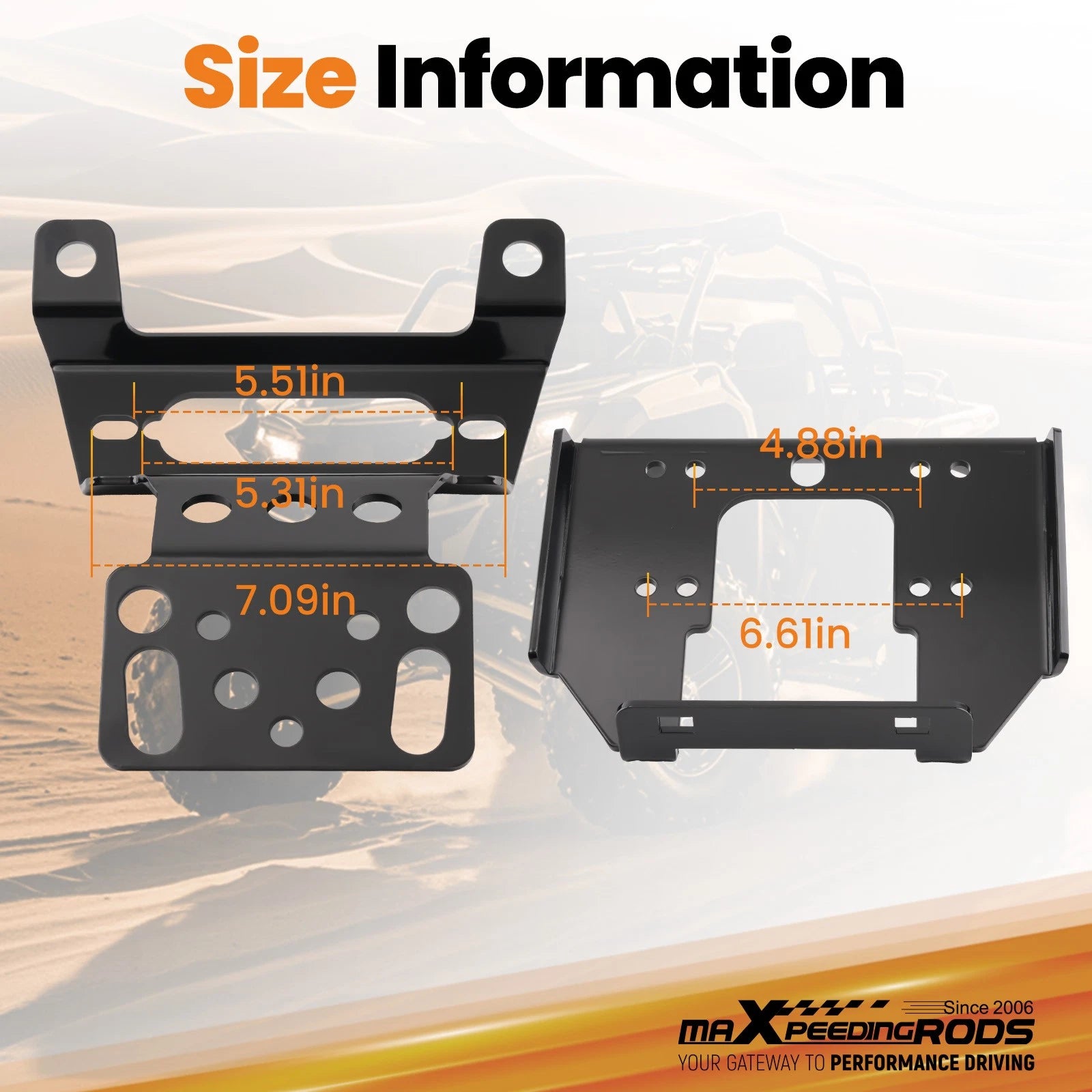 Front winch plate for Polaris General XP 4 1000 Deluxe (2020–2026) Steel