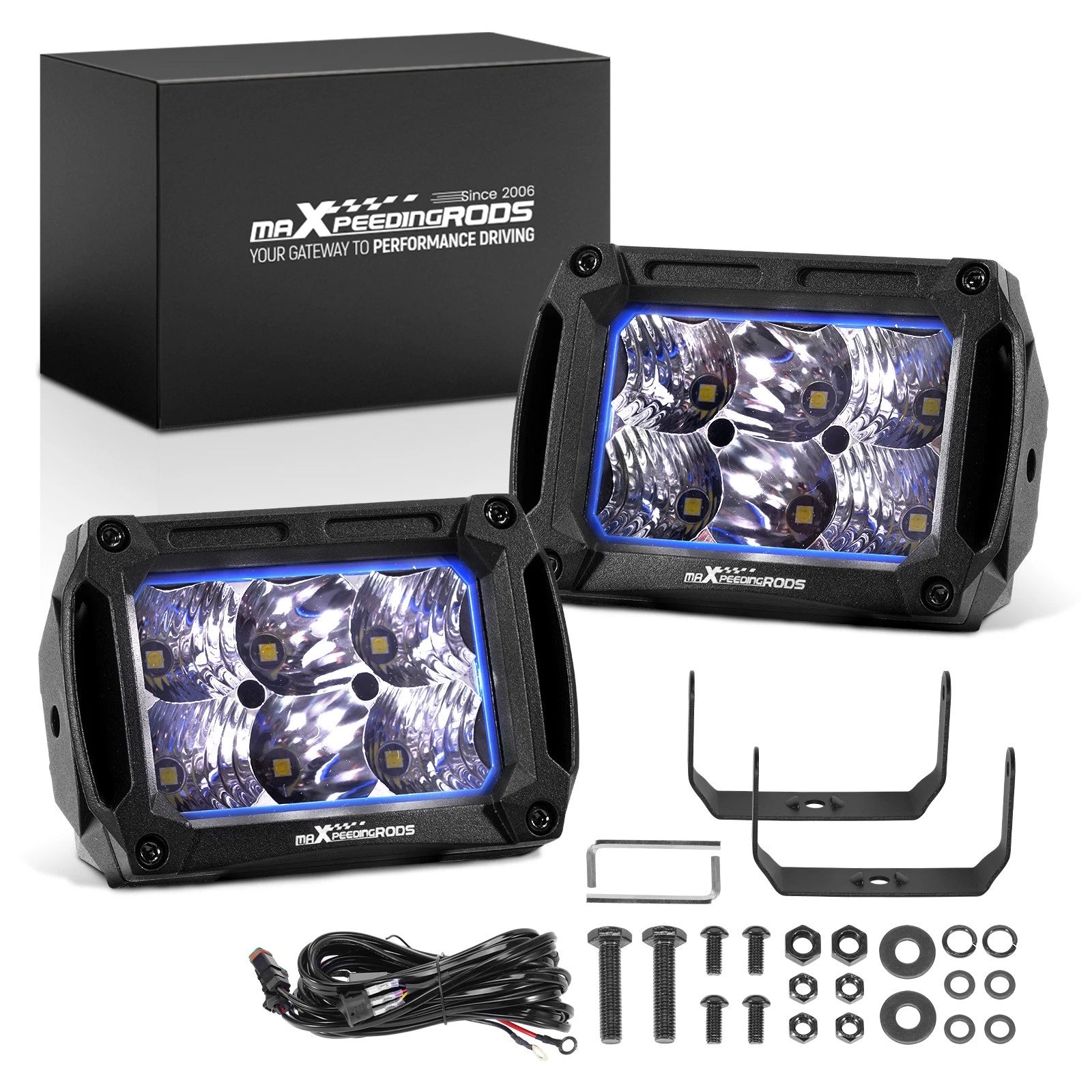 60W LED Auxiliary Lights 4.4inch IP67 Spot Flood for Offroad Truck 12V 24V