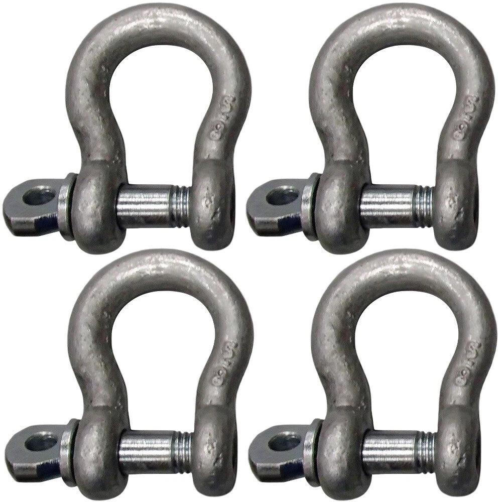 Set of 4 Shackle Clevis D-Ring 3/4" with Screw Pin for Rigging