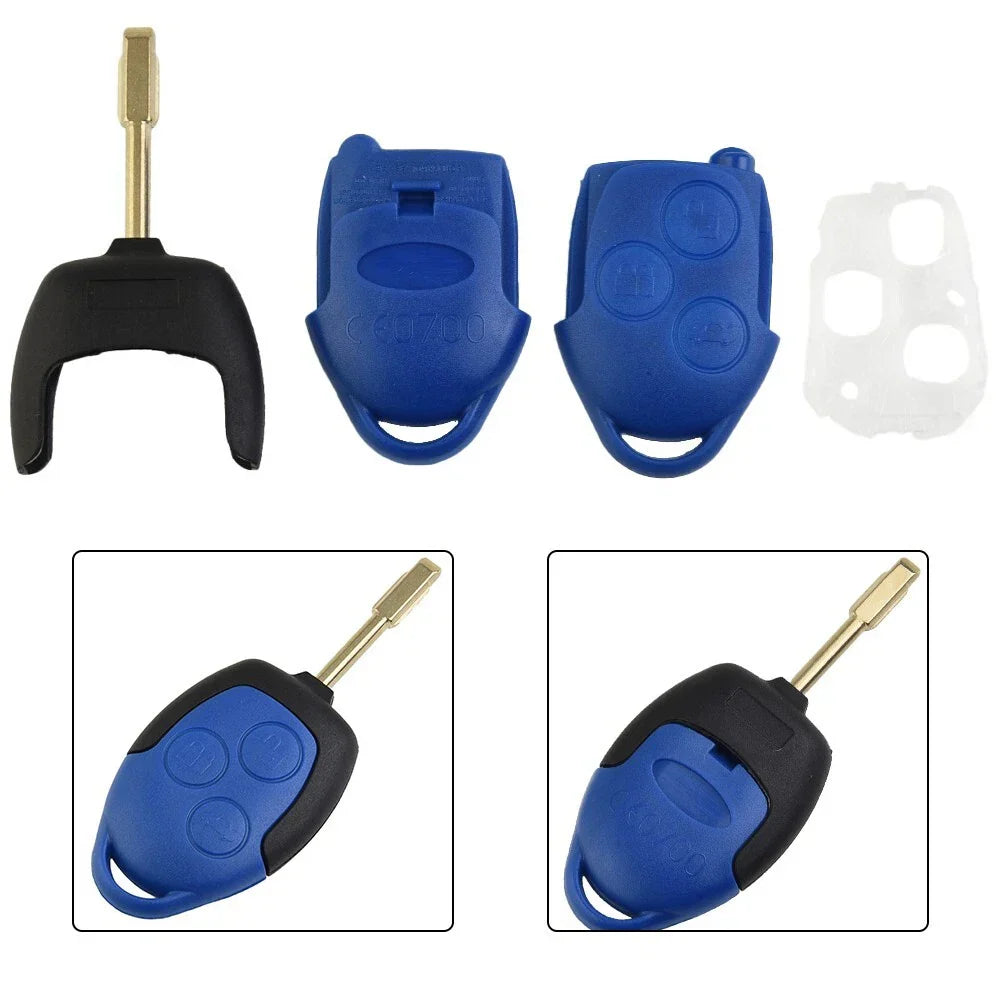 Key-Fob Case 3-Button BLUE Remote Cover for Ford Transit-MK7 (2006���2014)