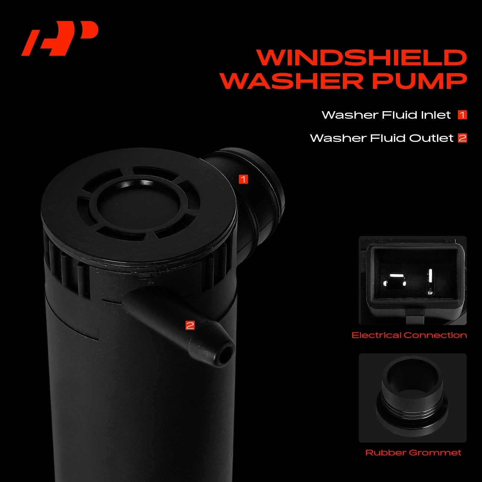 Windshield Washer Pump with Rubber Grommet for Ford Focus Transit