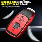 TPU Leather 3-Button Key Fob Case for Mercedes E-Class S-Class (2010-2025)