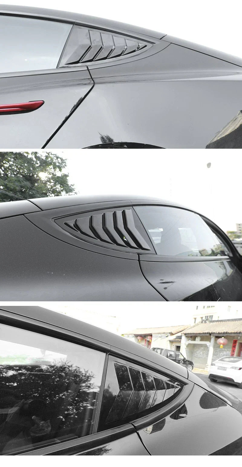 Rear Side Window Glass Louvers Cover Trims for Tesla Model 3 (2024–2025)