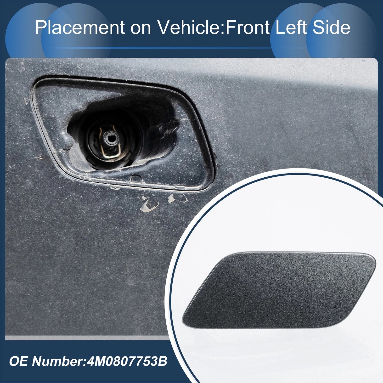 Front Left Washer Nozzle Cover Cap for Audi Q7 (2017–2019) Gray 1 Pcs