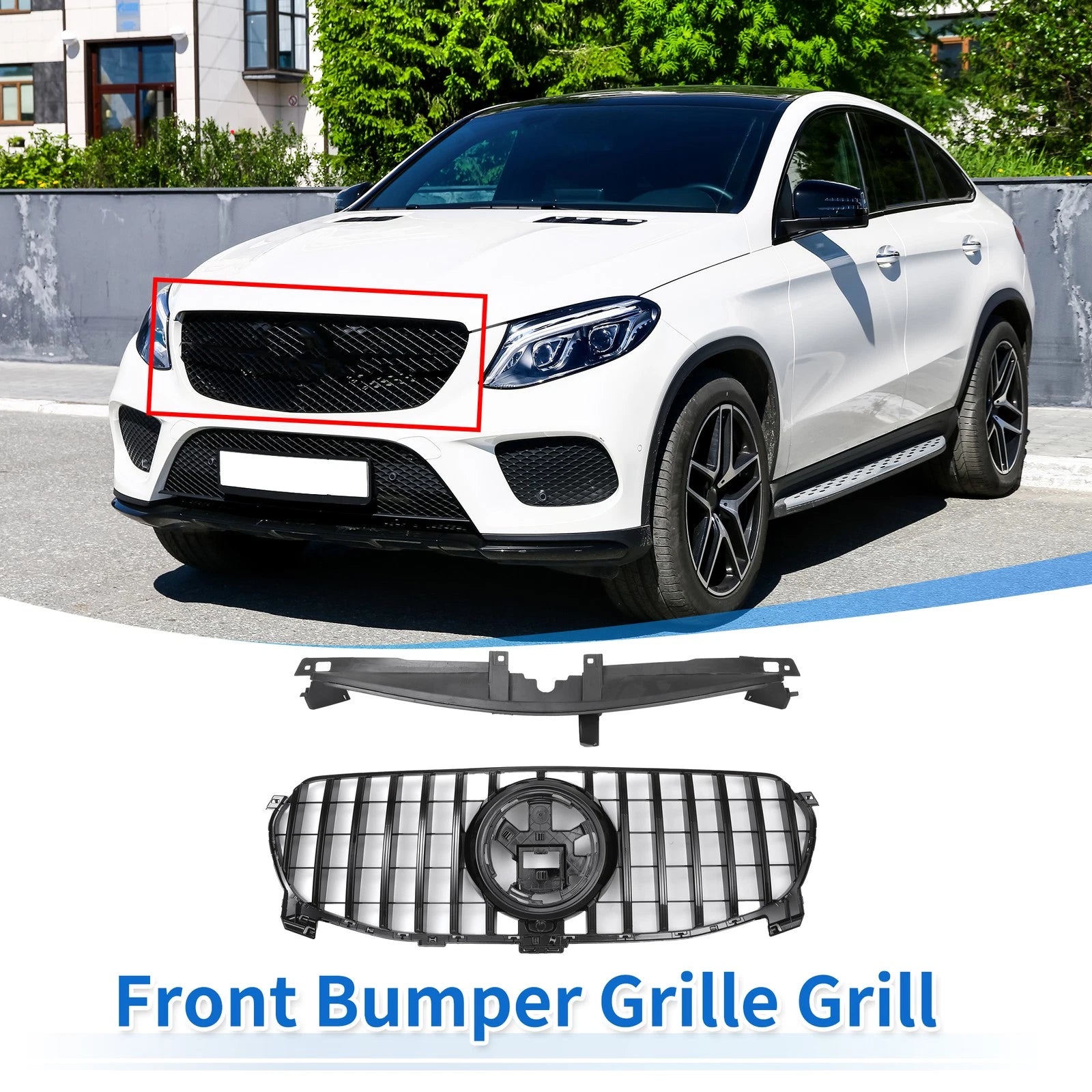 Front Upper Bumper Grille for Mercedes-Benz GLE350 (2020–2022) Black