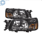 Set of 2 Halogen Headlights for Subaru Forester (2003–2004) Black Housing