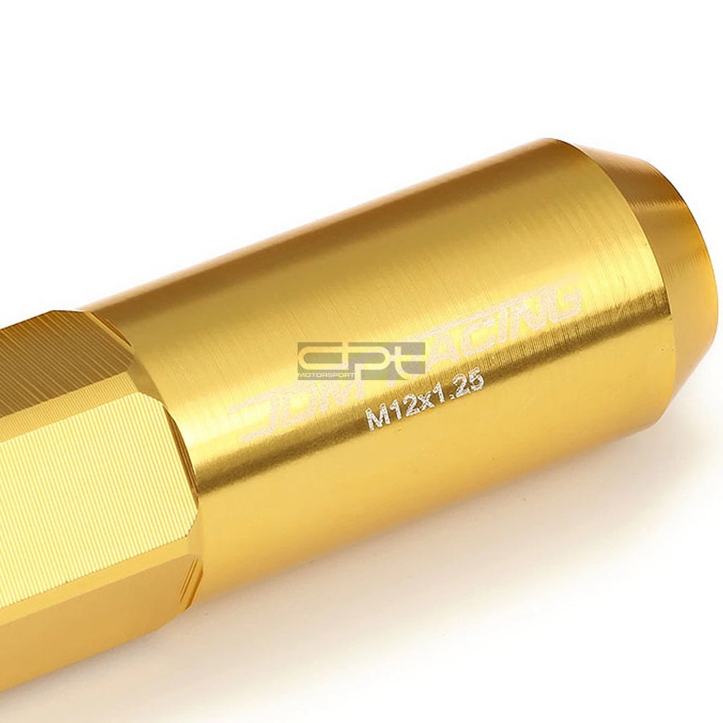 20 PCS Open End M12x1.25 60mm Tall Gold Hexagon Lug Nuts + Adapter