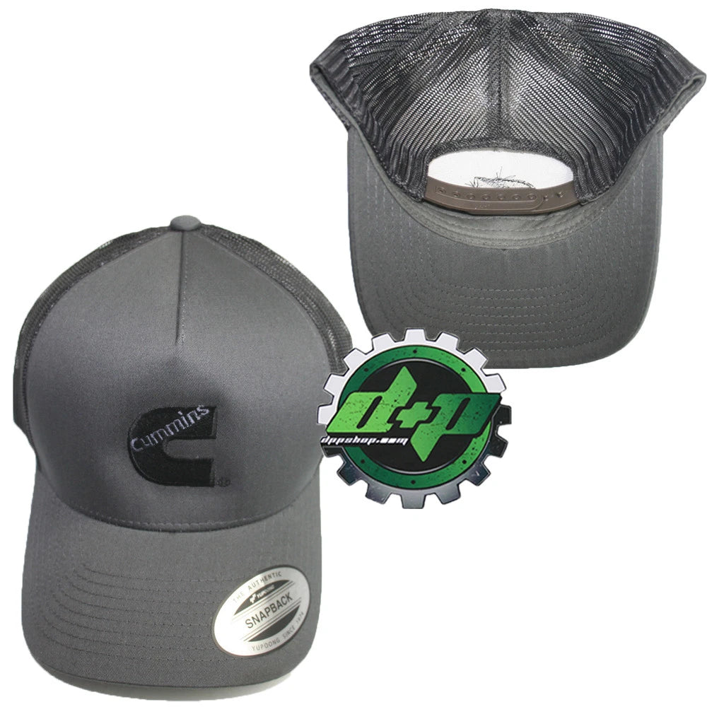 Cummins Trucker Hat Snapback Gray Black Mesh Cap with Centered Logo