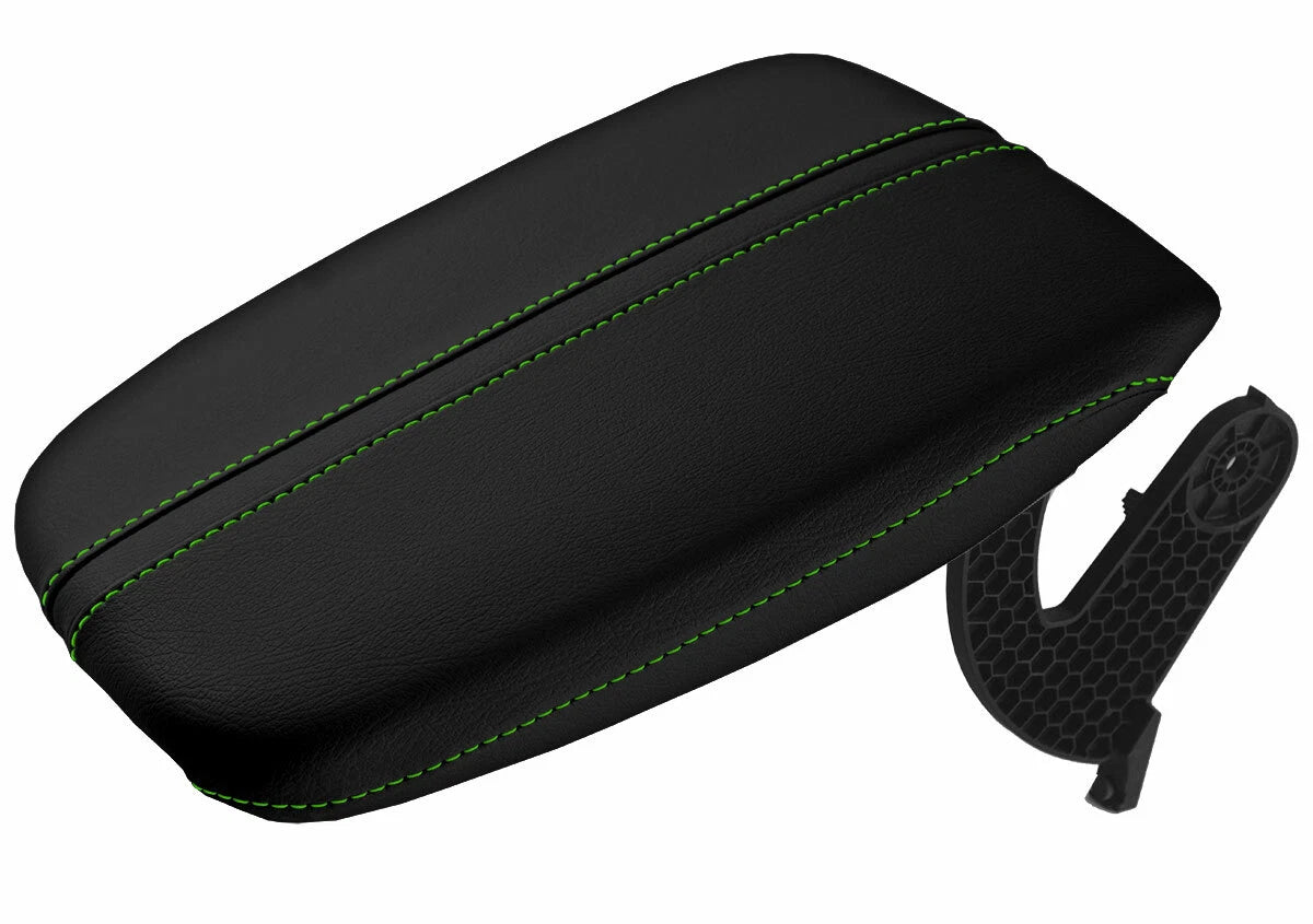 Leather Console Lid Armrest Cover for Acura TLX (2015–2020) Green Stitch