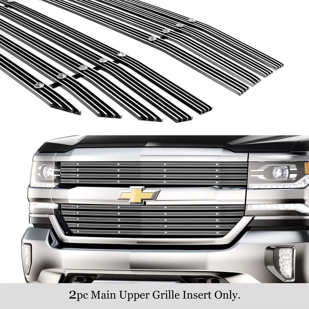 Chrome Wide Rivet Billet Grille Insert for Chevy Silverado 1500 (2016-2018)