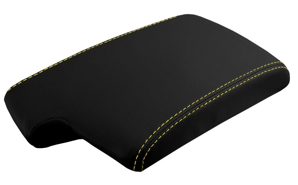 Leather Console Lid Armrest Cover for BMW E90 (2005–2013) Yellow Stitch