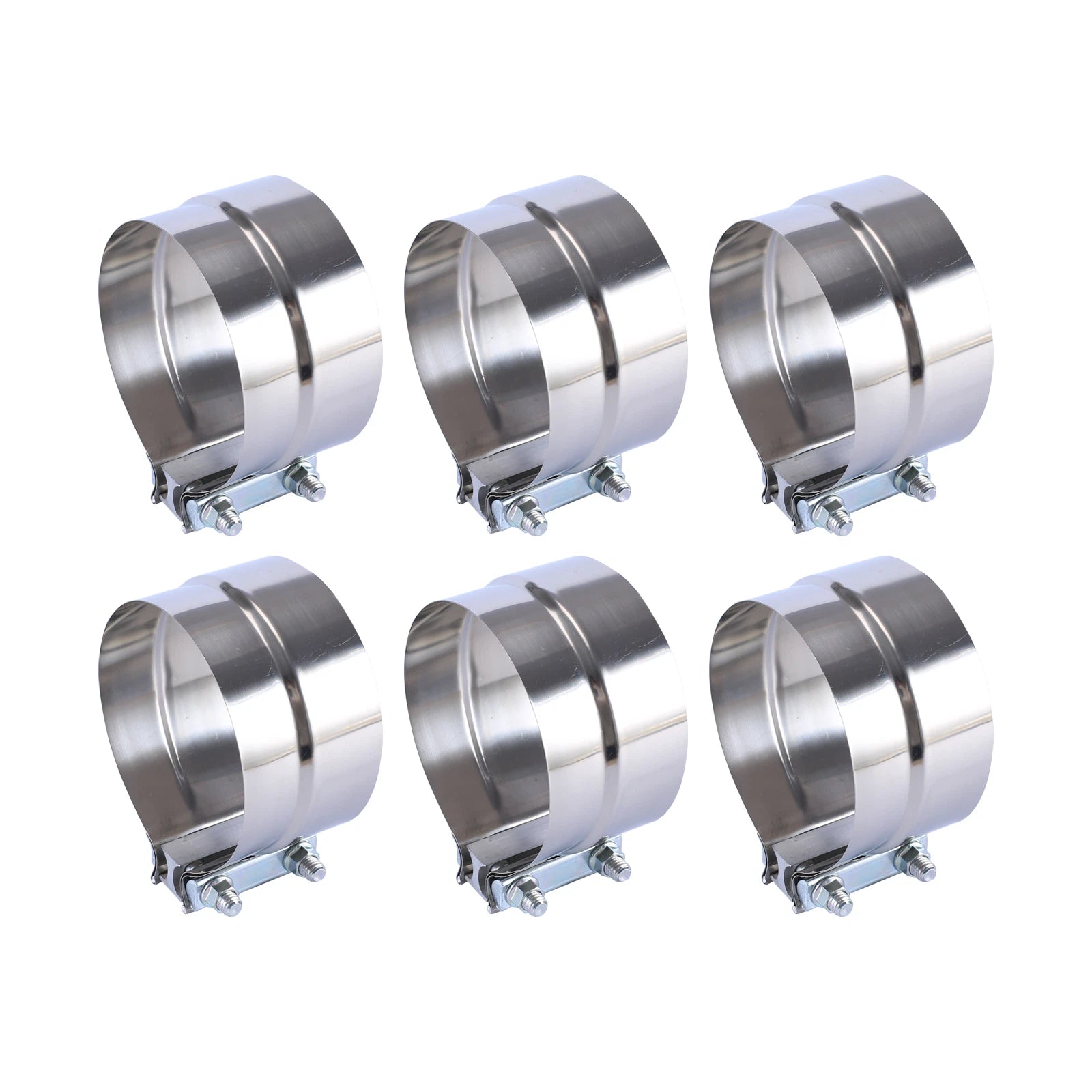 6Pcs 5" Stainless Exhaust Band Clamp Step Clamps for Catback Muffler Pipe